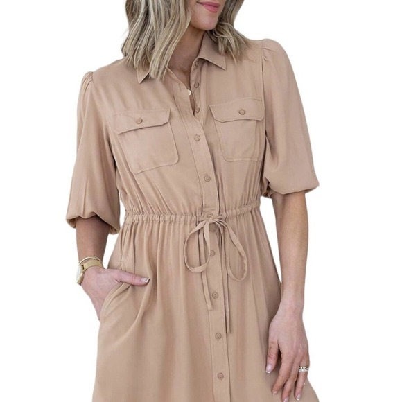 The Drop x Cellajaneblog Praline Gathered Waist Mini Shirt Dress Womens 2X NWT - Picture 5 of 15